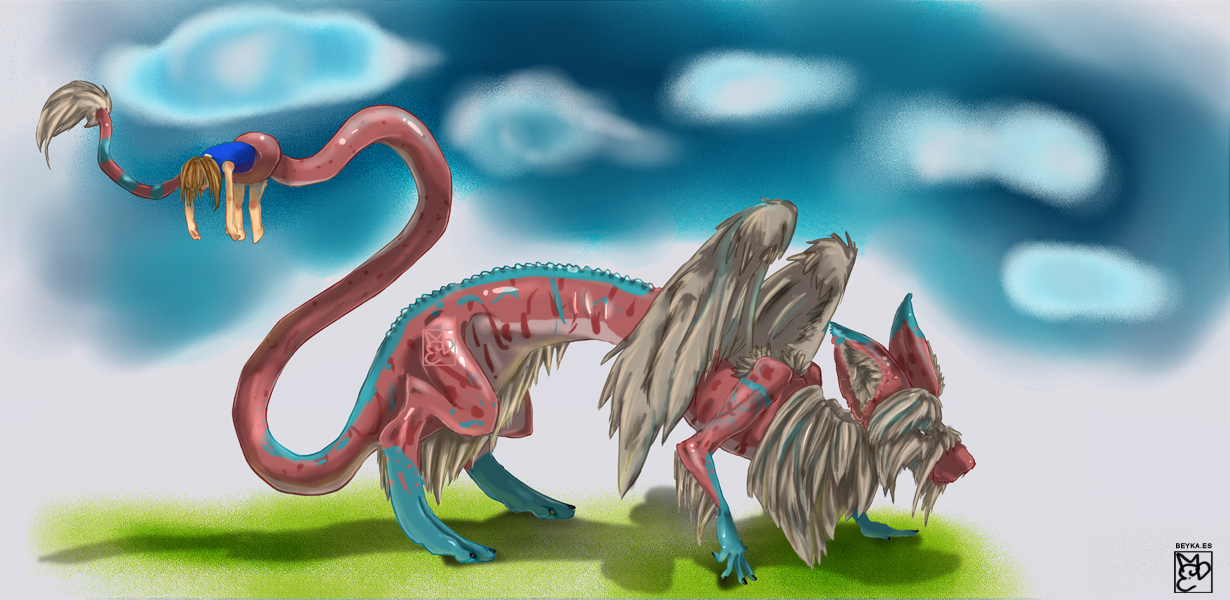 Ilustración de dragón alado 
